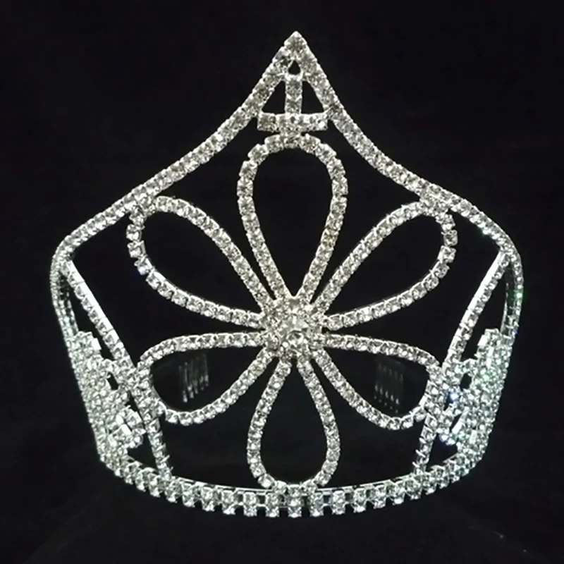 Wholesale Custom Crown Clear Rhinestone Pageant Crowns Crystal adjust Contour Band Tiara