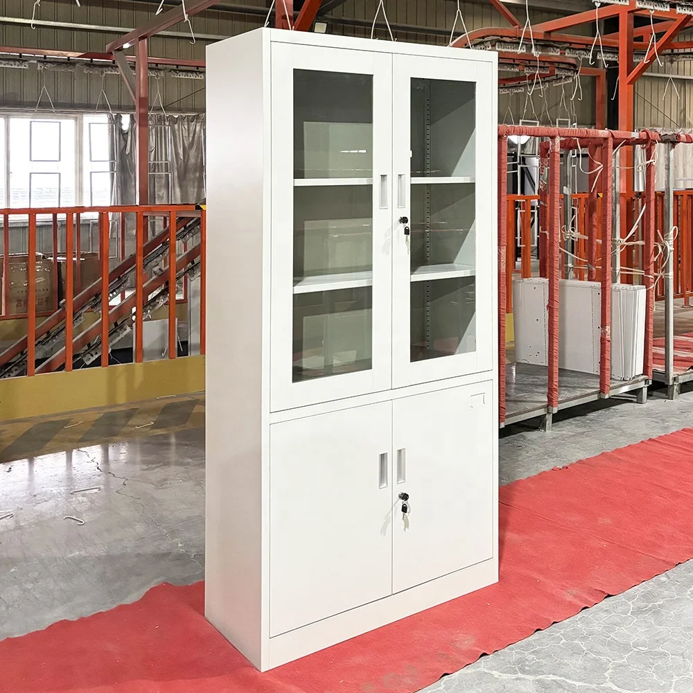 Wholesale Office Filing Cupboard 2 Glass Door Steel Filing Cabinet