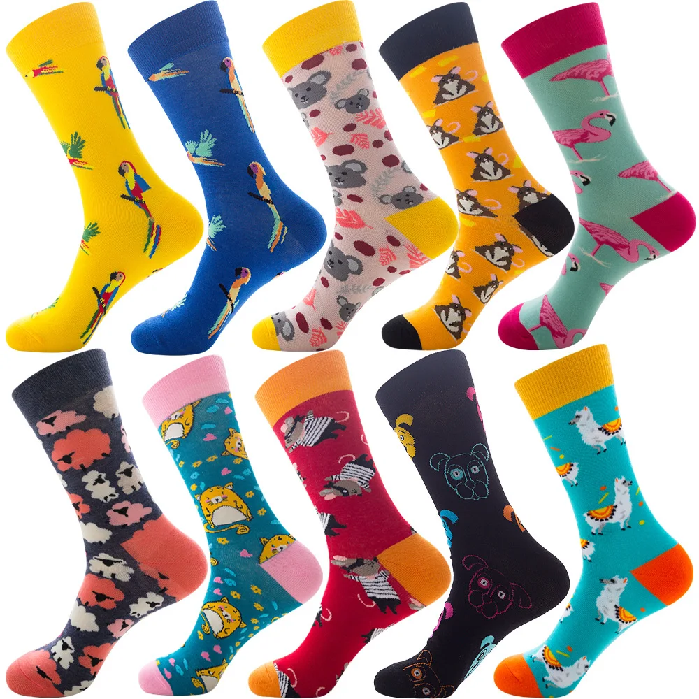 Wholesale Fashion 10 Pairs Socks One Pack Man Colorful Mix Color Socks Casual Happy Cotton Christmas Halloween Socks