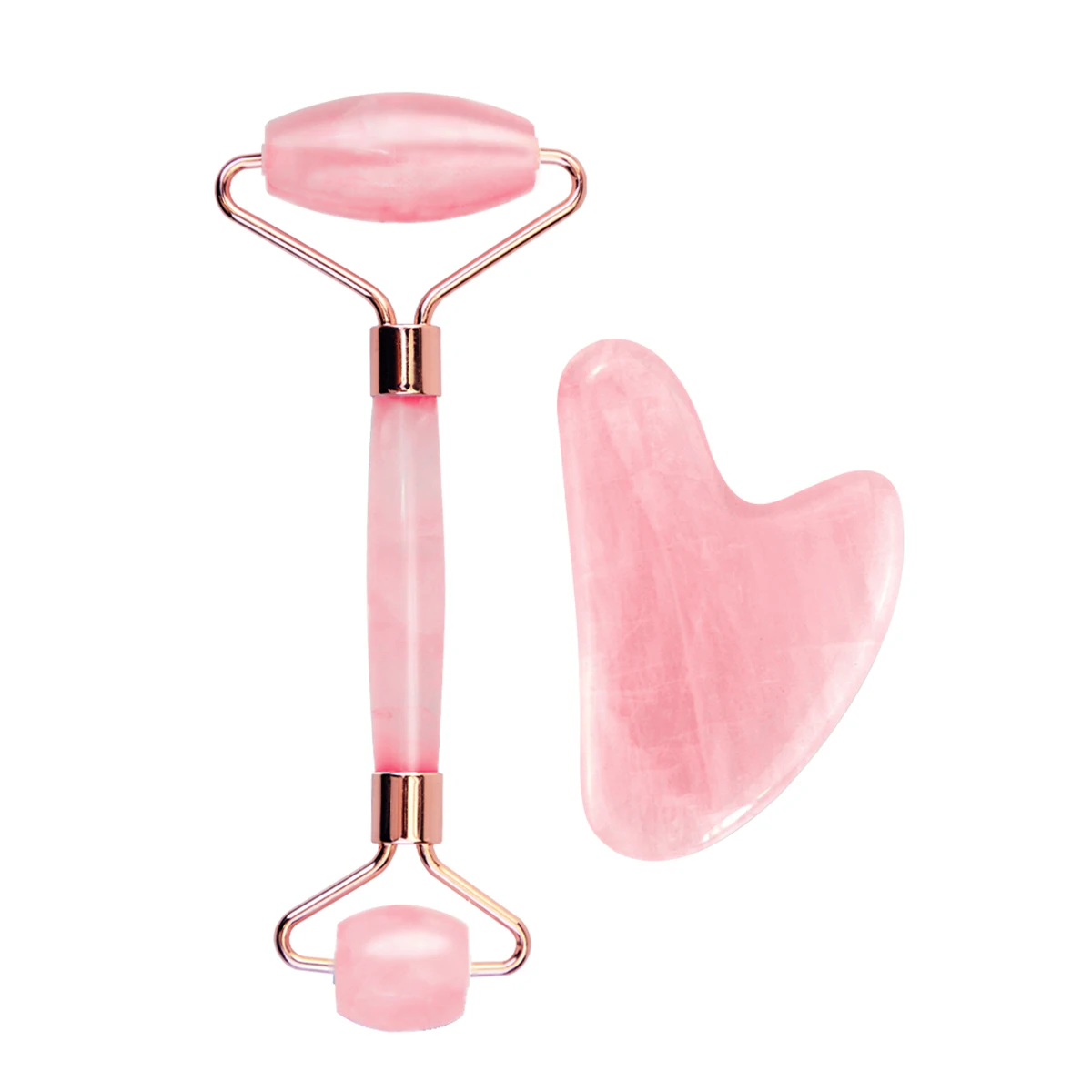 Beauty Massage Face Facial Jade Stone Double Rose Quartz Jade Roller