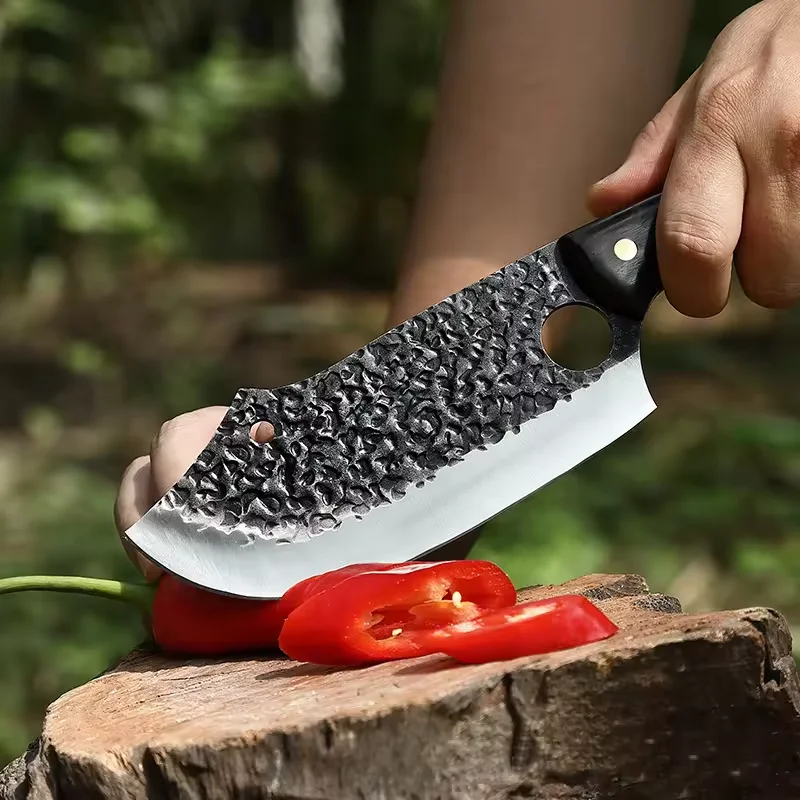 Handmade Viking Chef Knife Butcher Boning Carbon Steel Serbian Knife Forged Kitchen Camping Slaughter Knife