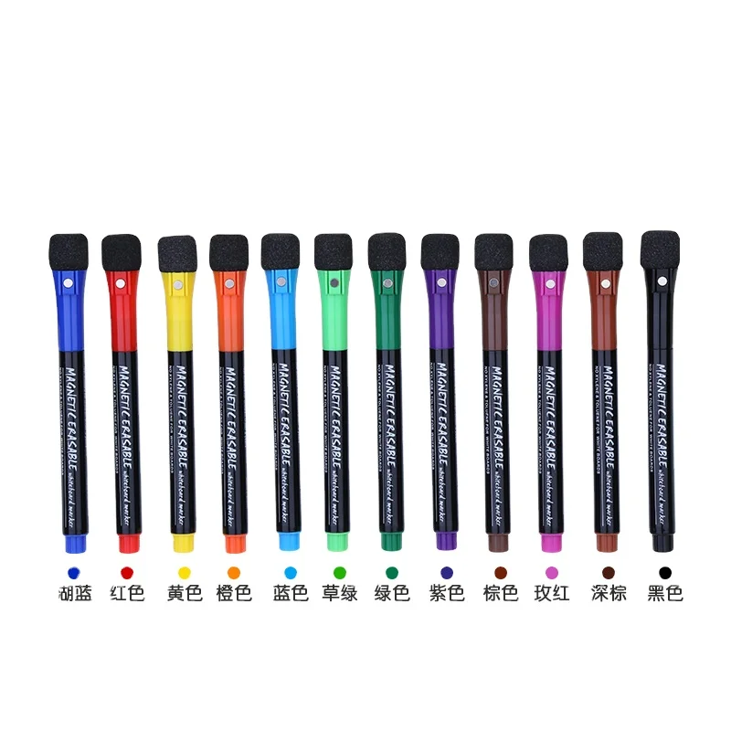 12 Colors Custom Magnet Whiteboard Marker Pen Dry Erase Magnetic Whiteboard Marker With Bullet Tip