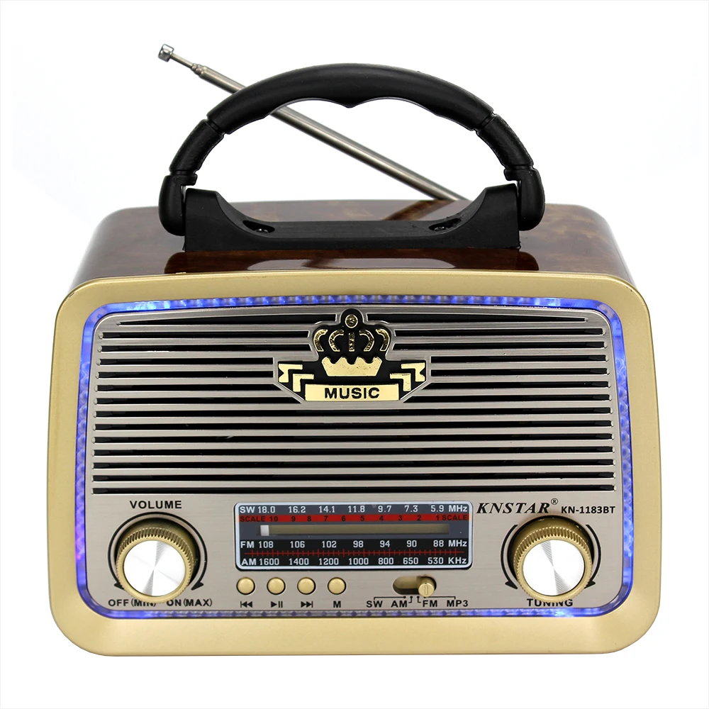 Portable fm am sw  3 band  radios USB TF wireless BT radios dico light radios KN-1183BT