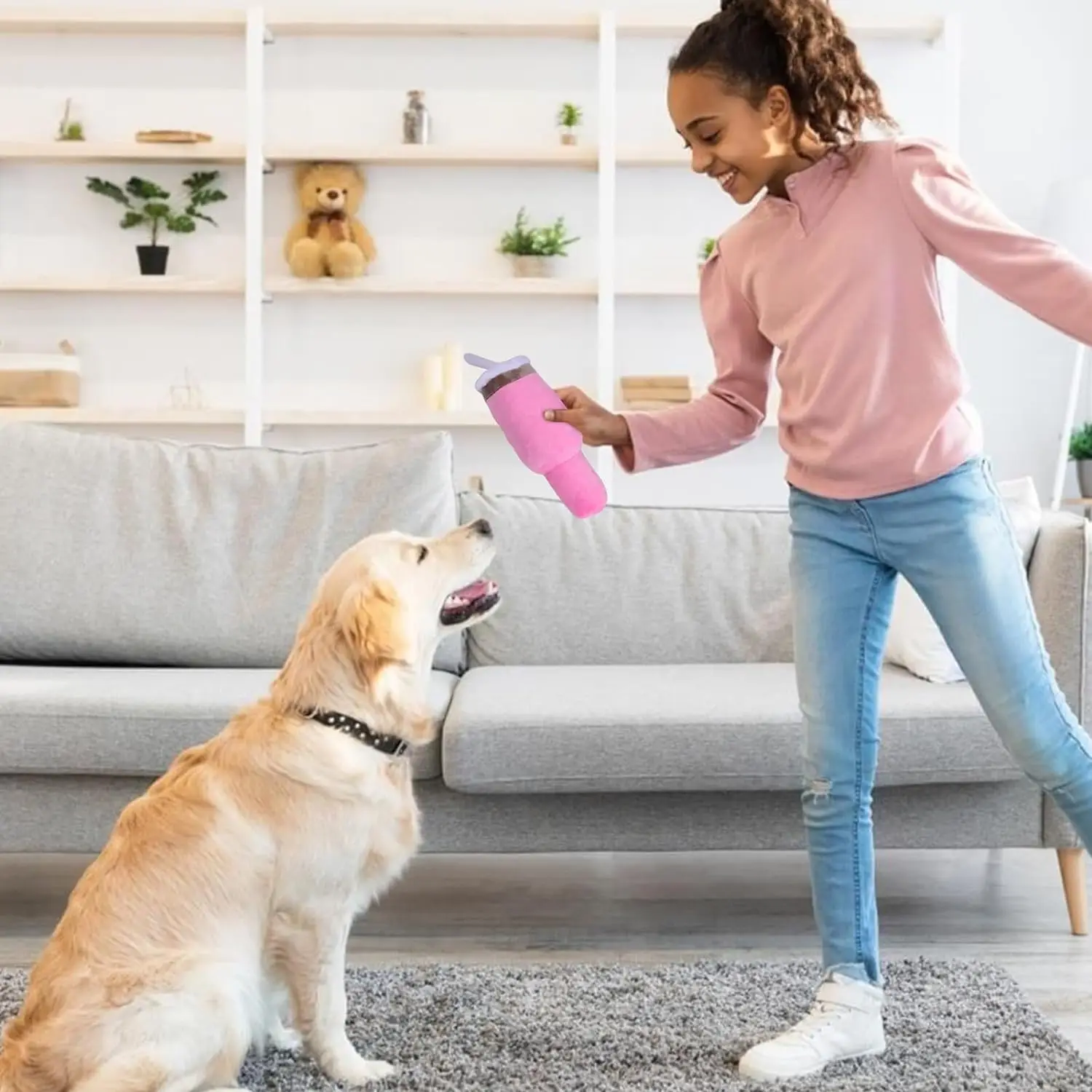 Cute Squeaky Dog Toys Cup Soft Tumbler Funny Dog Toys for Aggressive Chewers Safety Design Dog Toys Exercise and Accompany