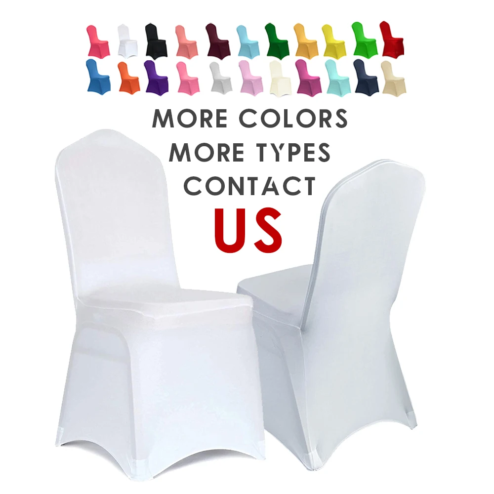 YW wholesale housse de chaise mariage blanc polyester spandex universal banquet dining White wedding chair covers (1600499132495)