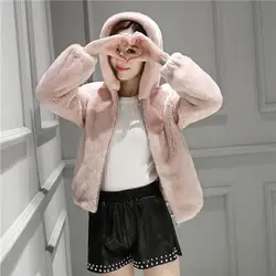 Classic autumn real fur coat white warm soft fur luxury hooded fur coat women mink