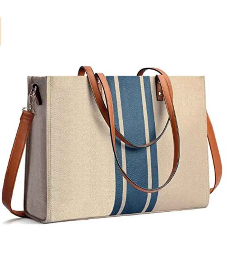 Сумка для ноутбука подходит 15 6 дюймов большой холст рабочая сумка-тоут сумки женщин компьютера портфель сумка через плечо