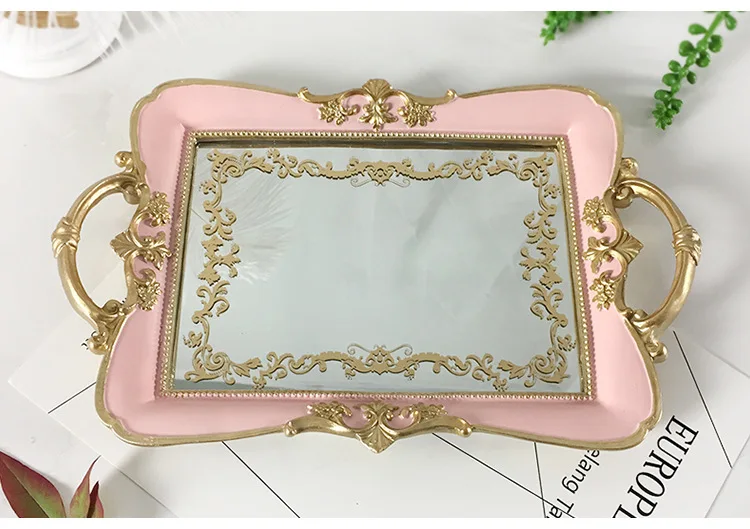 Retro decorative mirror dishes tray tea tray  for girls party or hotel service