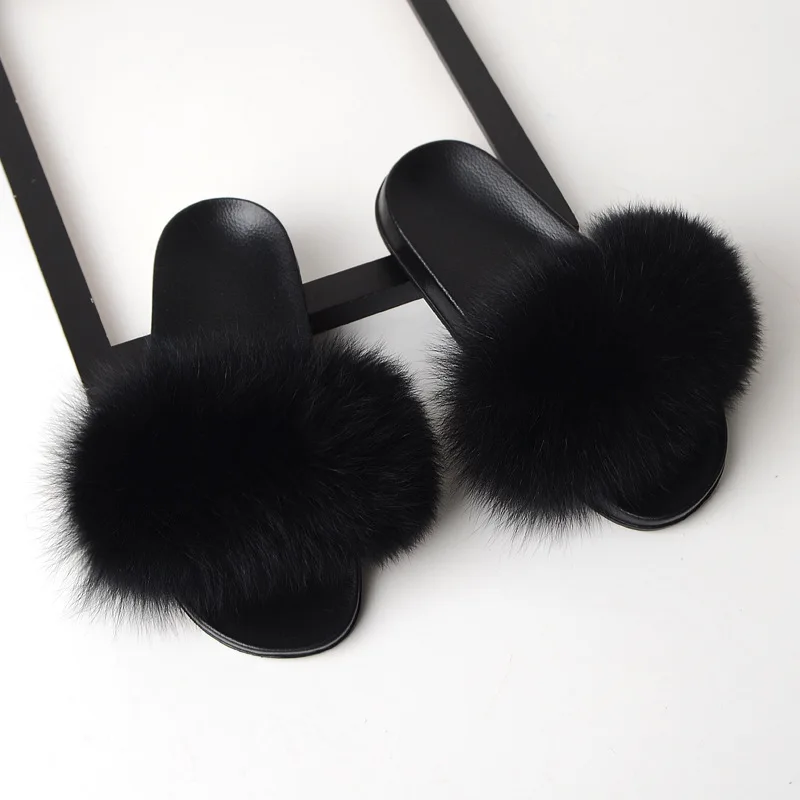 Wholesale Fashion 2024 Summer Faux Fur furry Home Indoor Outdoor Flip Flops Slippers Ladies Women Men Shoes Sandals Femme