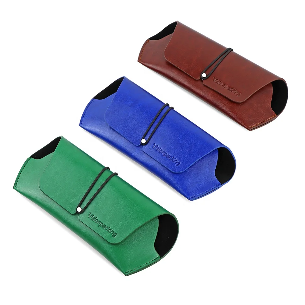 New Creative Simple high quality Custom Logo portable oil-edged pu leather Sunglasses Case glasses Case