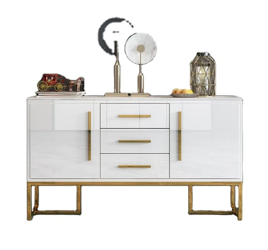 Белый глянцевый итальянский современный боковой шкаф для гостиной, мебель из нержавеющей стали, боковой шкаф, современные консольные шкафы