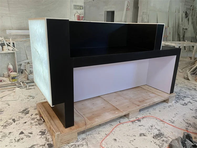 Модный полупрозрачный мраморный камень со светодиодной подсветкой стойка для вина бара напитков ночного клуба мебель ресторана стол на заказ