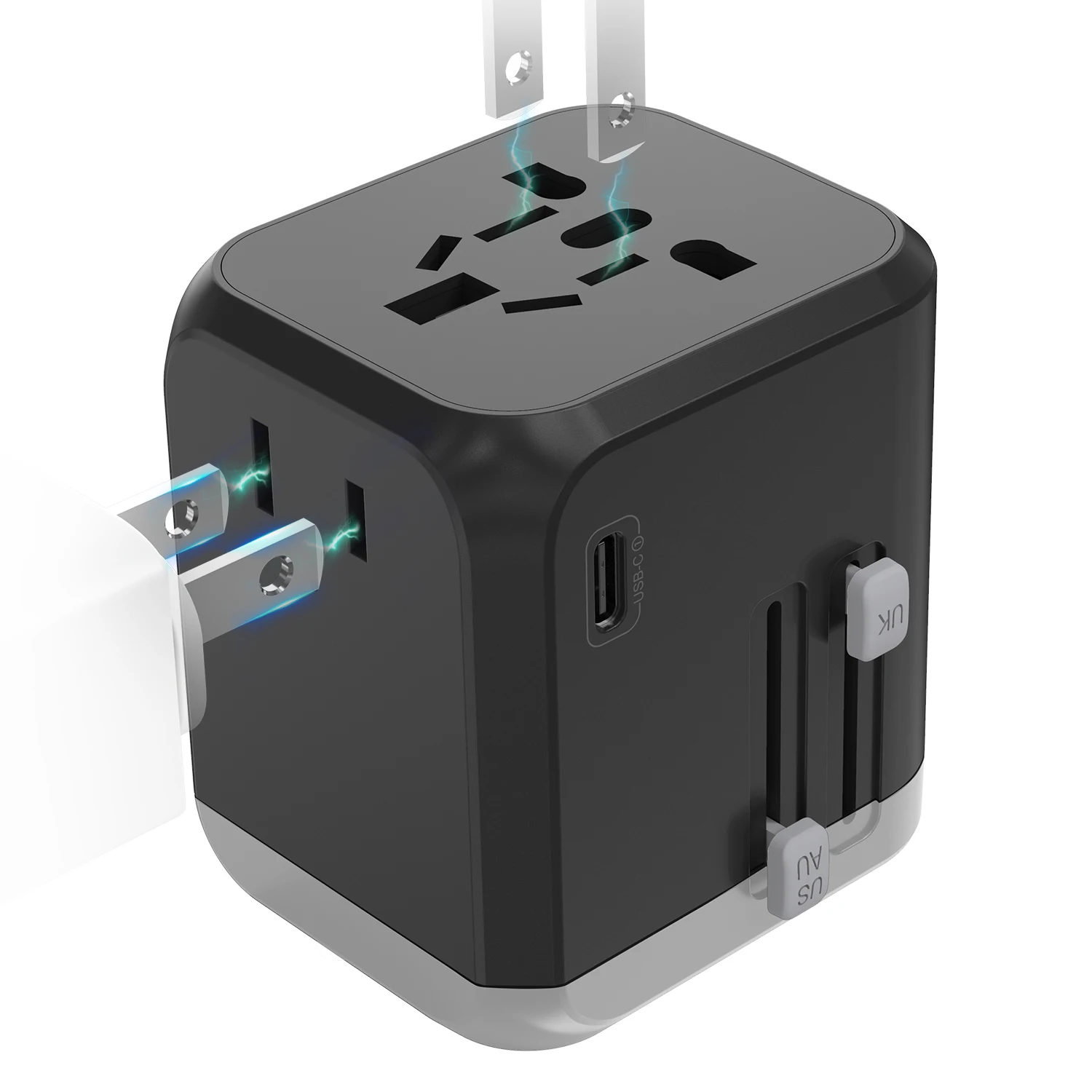 Universal quick charger dual AC socket multi plug adapter 5A usb travel charger