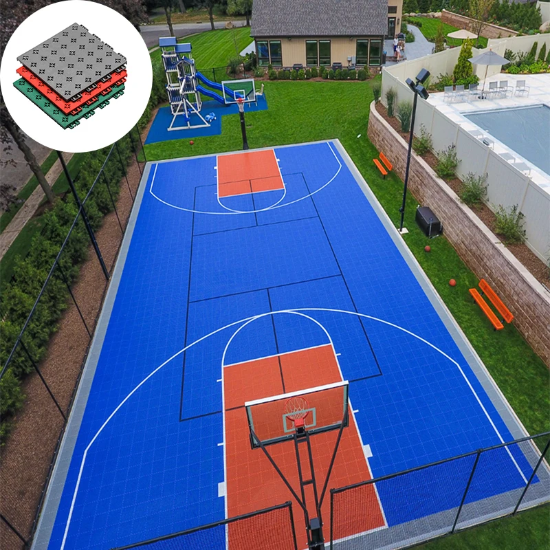 Temporary assembly outdoor colorful pp portable basketball court sports interlocking floor