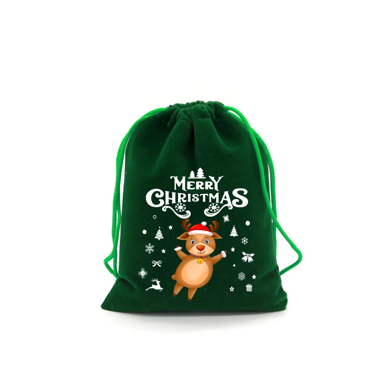 Christmas Drawstring Gift Bags Xmas Red Velvet Sacks Snowman Santa Claus Candies Goodie Bag for Xmas Party Favor Supplies