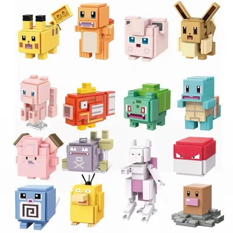 Hot selling mini bricks Charmander pokemoned building blocks Psyduck mini brick figure doll