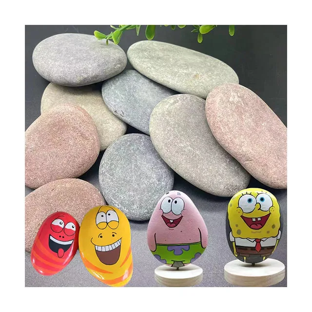Hot sale Colorful large flat painting rocks natural river rock decorative pebbles stones with designs