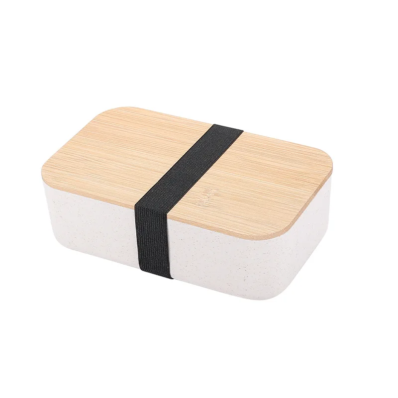 Wholesale PP Bento Box With Wooden Cover Lunch Boxes Office School Portable Takeaway Case