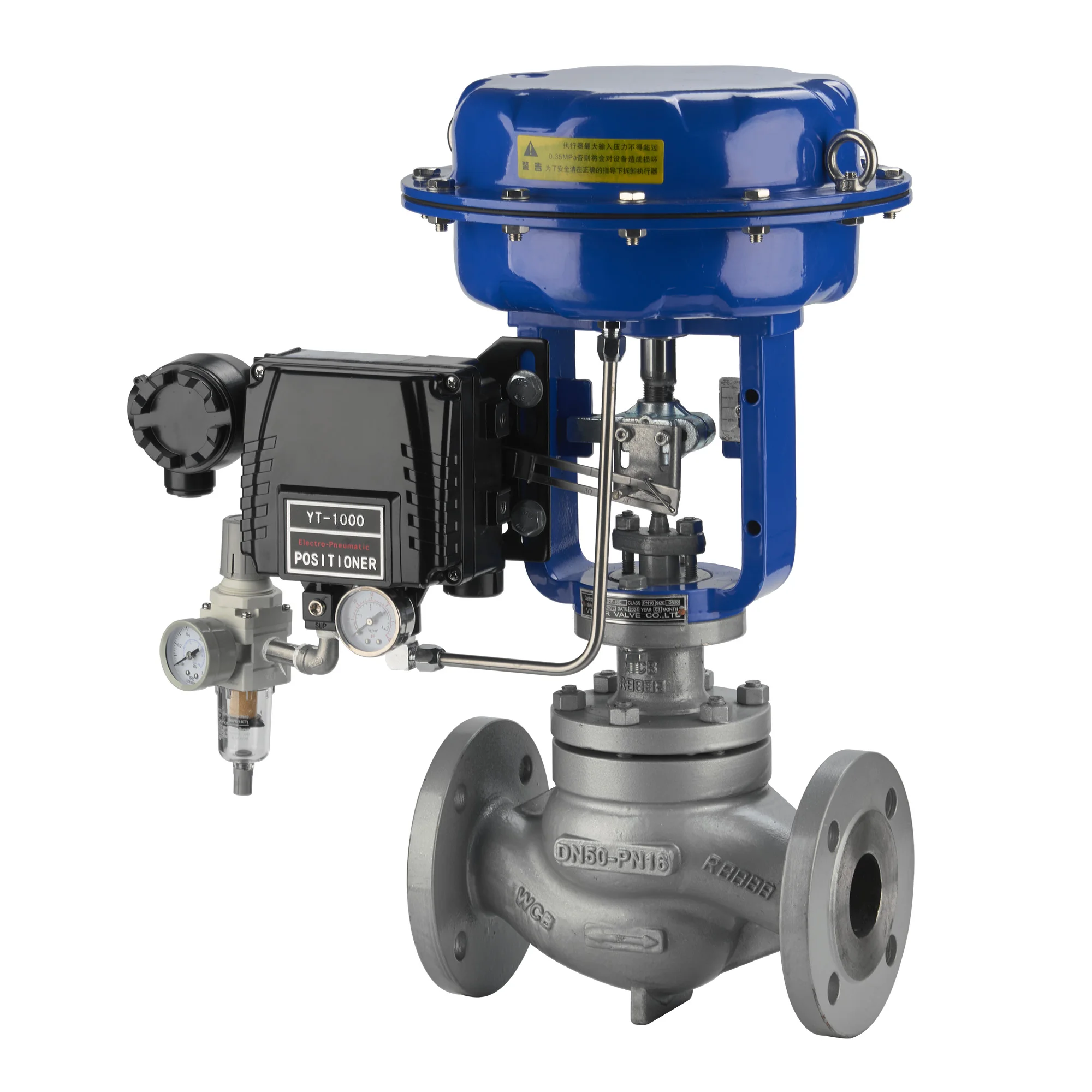 VINCER ss304 DN20-DN200 2 way flange pneumatic air gas water flow regulating control valve with pneumatic actuator