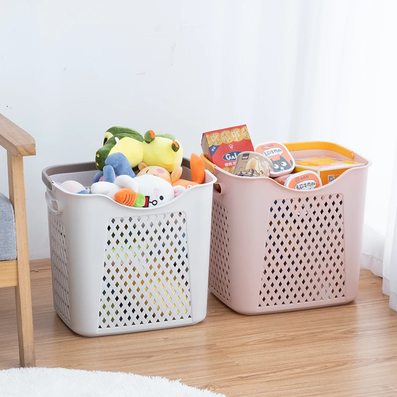 Portable storage organizer laundry plastic basket toy organizer storage baskets laundry basket with weaving pattern