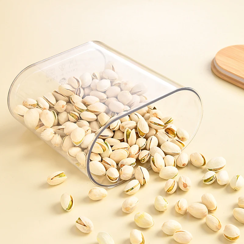 Wannuo fresh-keeping food jar kitchen containers Environmentally safe bamboo +PET sealed Food jar with bamboo lid