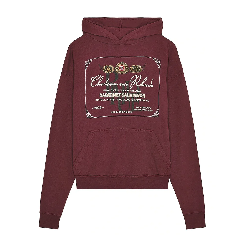 OEM Manufacturer Custom Logo 100% Cotton Long Sleeve Vintage Deep Red Letter Printing Campus Hoodies