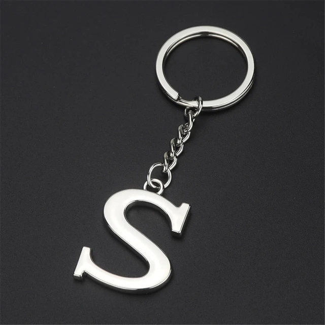 Metal DIY A-Z Letters keyChain Silver Color Car Key Ring 26 Letters Key chain