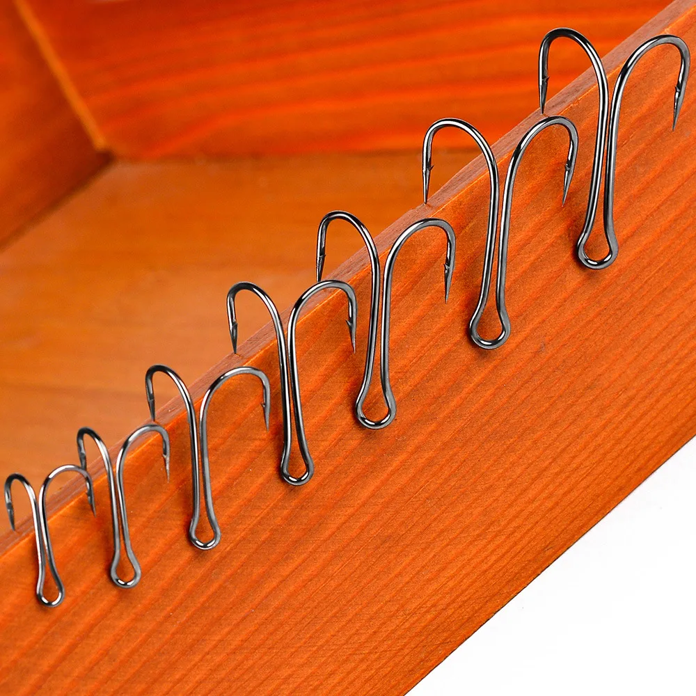 50pcs/bag Double Hooks High Carbon Steel Frog Hook Super Strong Soft Worm Lure Duple Hook 1# 2# 4# 6# 8#