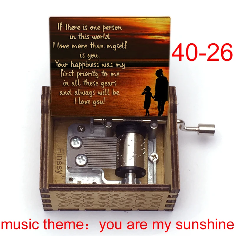 Mini Wooden Musical Box Song Your Are My Sunshine Unique Gift for Birthday Christmas 48