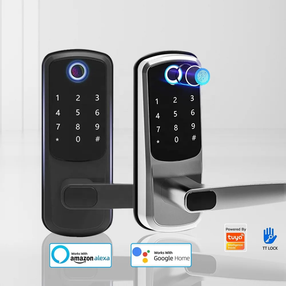 Smart Keyless Lock WIFI Password Tuya APP Fingerprint 5 In 1 Unlock Digital Electronic Door Lock