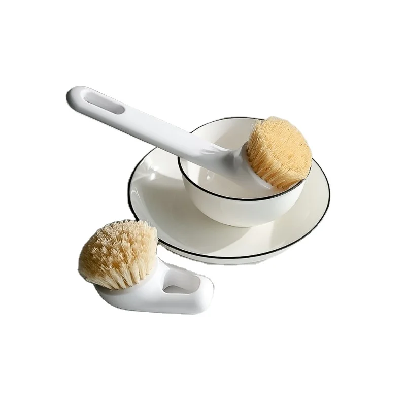 Eco-friendly Reusable Bamboo Wood Sisal Dish Cleaning Scrubber Brush Kitchen Brush Pot and bowl brush