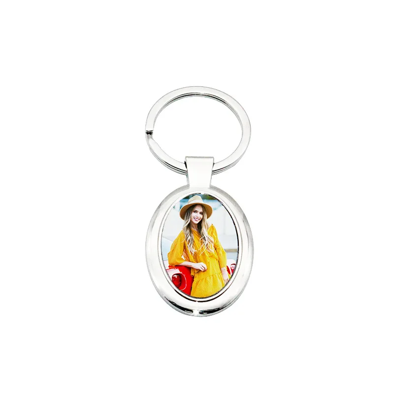 Sublimation blank keyrings Metal Leather keychains for Logo transfer paper printing photo keychain