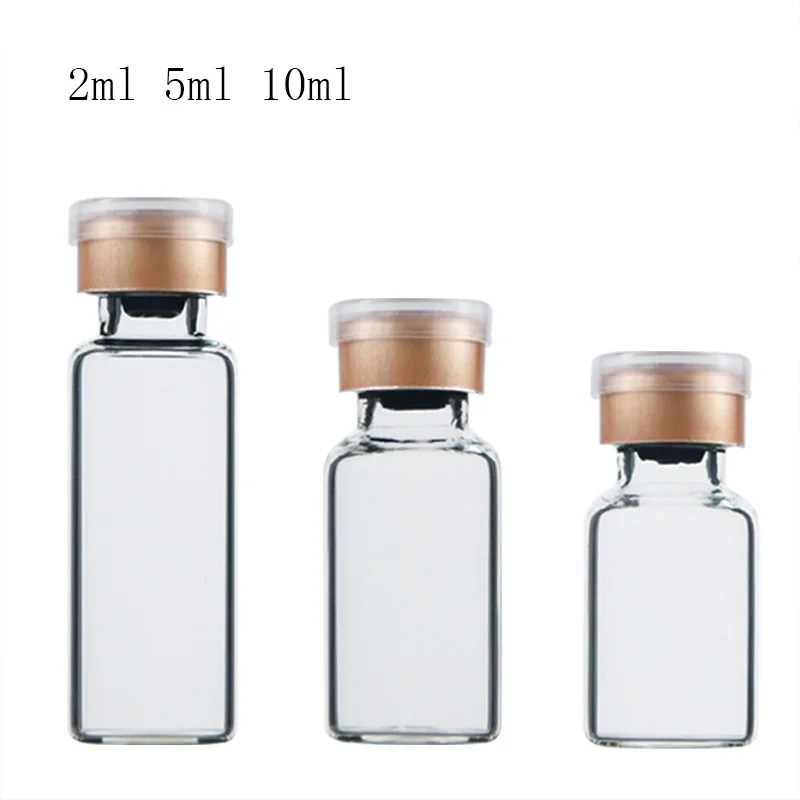 1ml - 50ml Clear amber penicillin bottle pharmaceutical injection use glass vial with rubber sealing lid