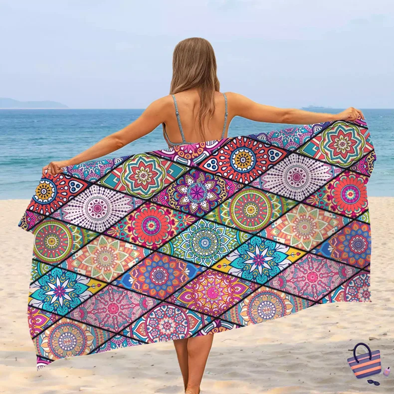 RPET Recycled Material Waffle Ultra-Absorbent Beach Towel With Logo