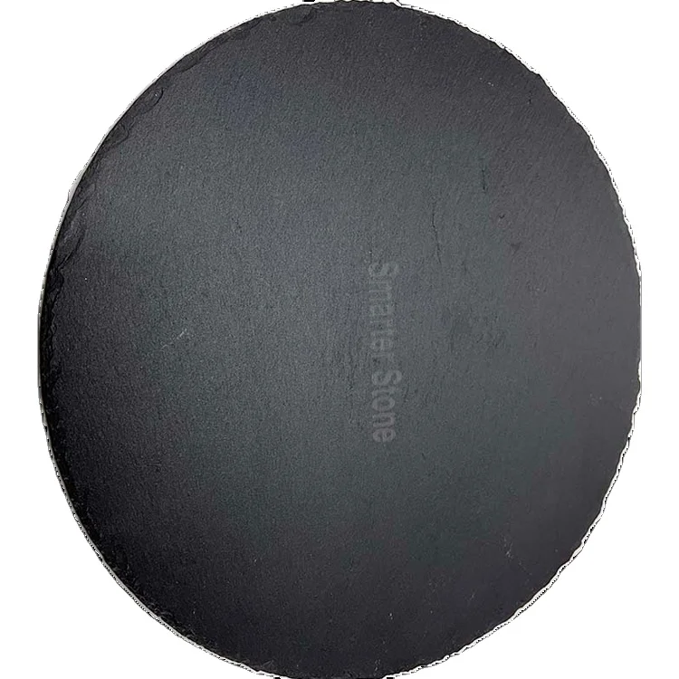 Round  Dining Room Black Engraved Tray 30cm Natural High Quality  Cheese Board Wholesale slate