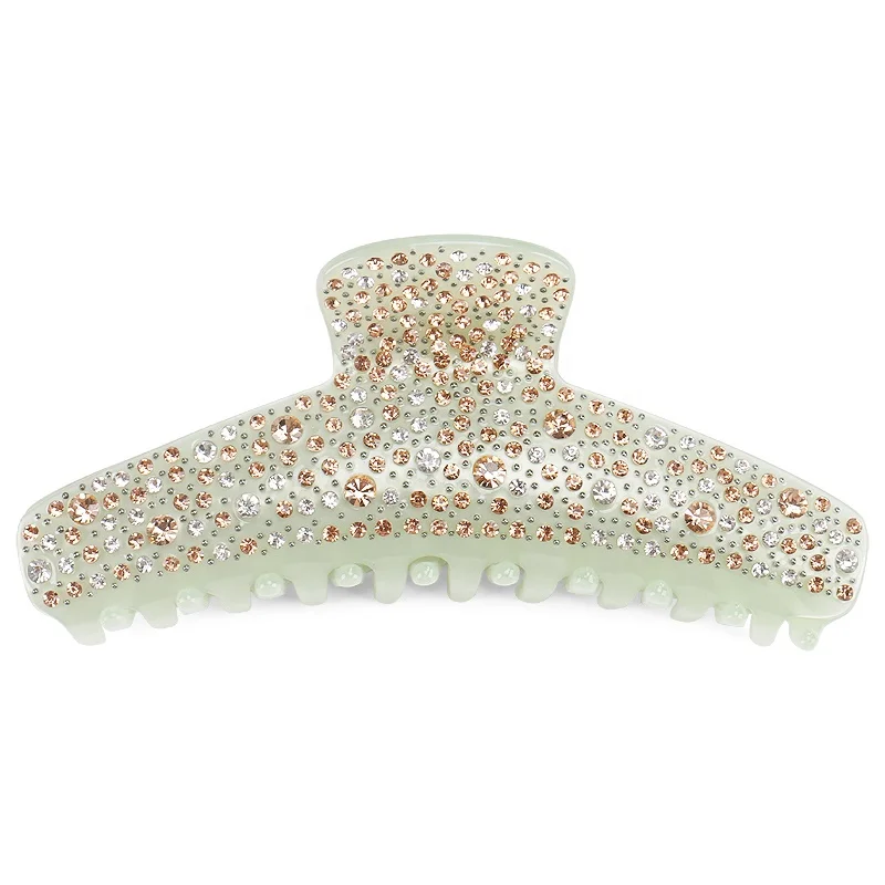 Jinhe Jewelry Customize Oversized Hair Claws Rectangle Large Cellulose Acetate 12.5cm Full Rhinestones Claw Clip