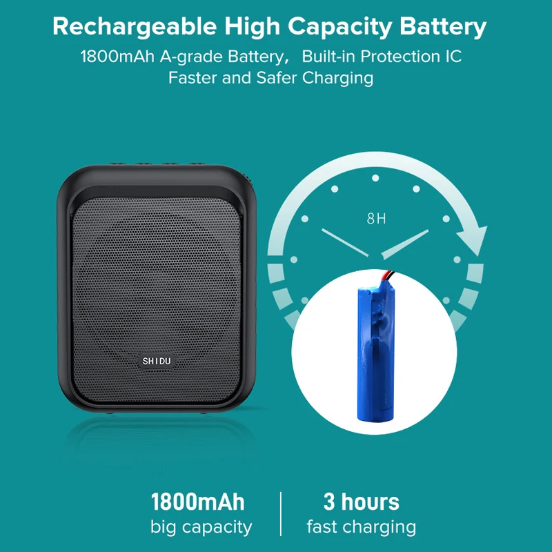 SHIDU M100 MINI Portable rechargeable wired  PA loudspeaker bluetooth voice amplifier sound amplifier for teachers