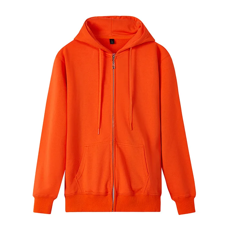 2022 New printed logo heavy 500 gsm hoodie zipper fitness hoodies Long sleeved solid color sweater for men