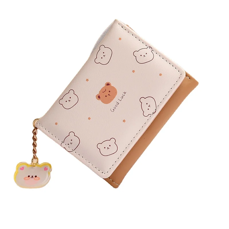Multifunctional PU Mix Design Coin Purse Bank Card Storage Bag PU Cute Bear Folding Wallet