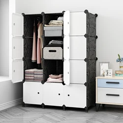 hot item Portable Black Wardrobe Closets 16 Cubes Storage Organizer, Clothes Dresser, Closet Storage Organizer