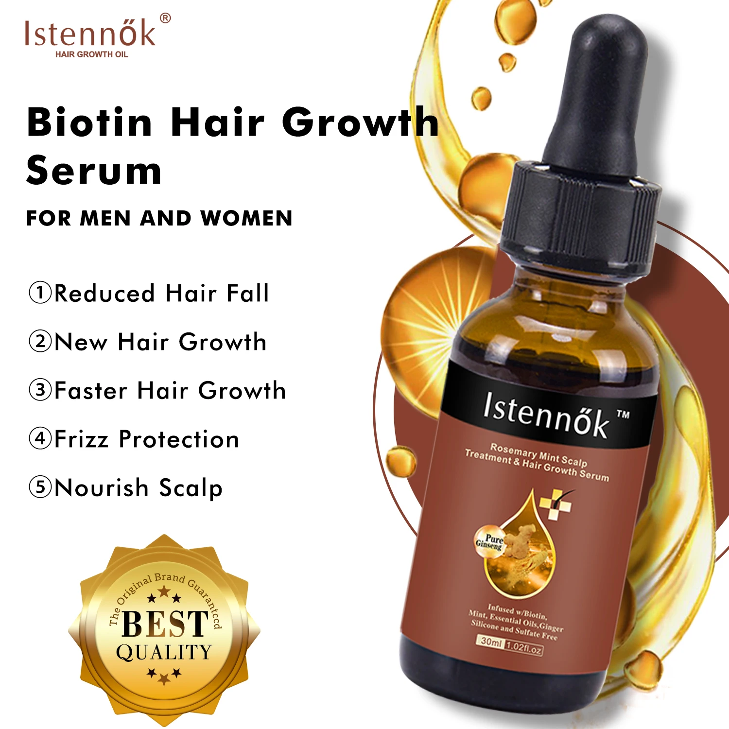 Istennok Powerful Argan Hair Regrowth oil Men Woman Ginger Mint Essential Oil Prevents Hair Loss Hair Growth oil