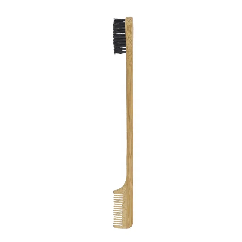 Eco friendly  bamboo Afro hairdressing Hair Beauty Double Sided Hair Edge Control Comb and Brush teasing brush