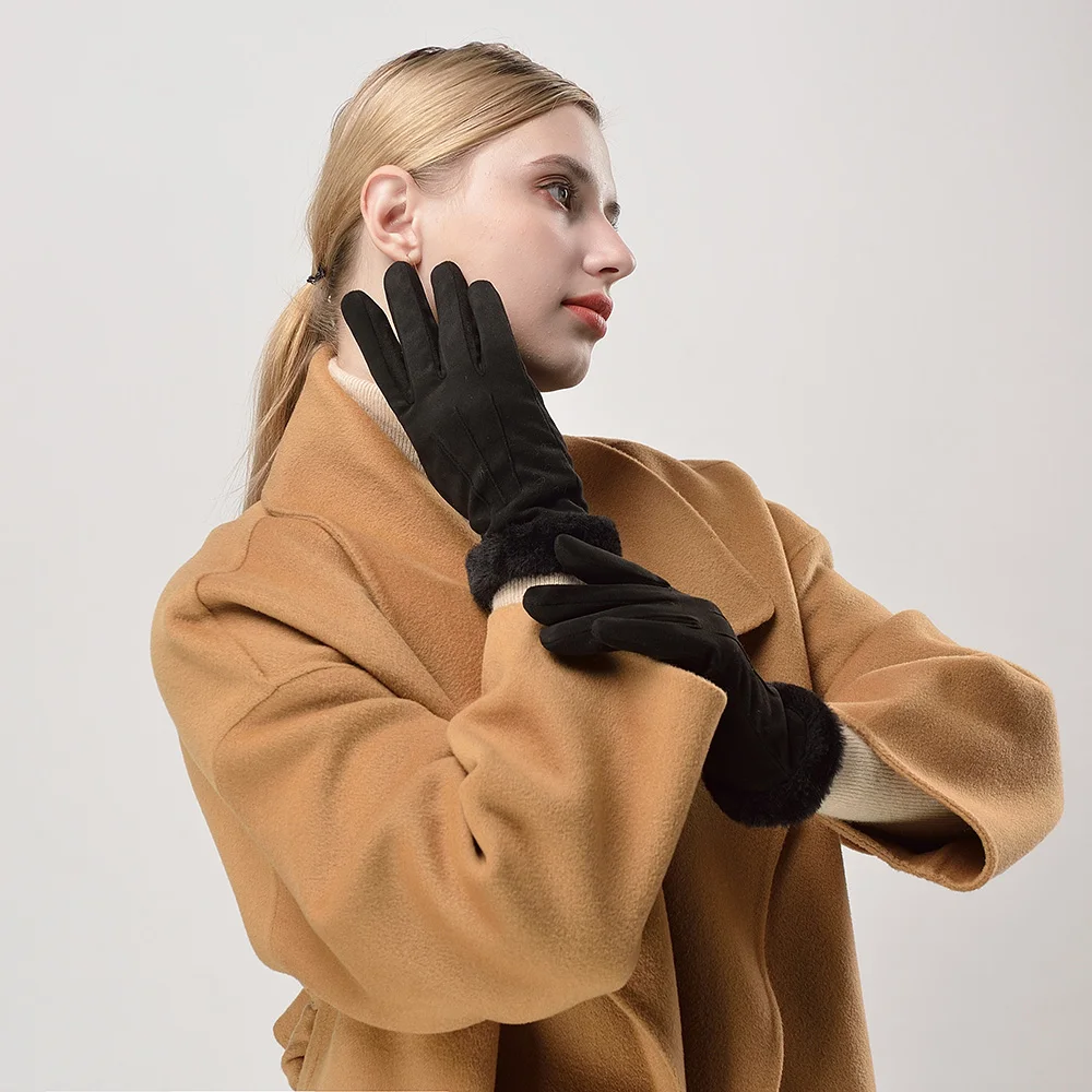 New Design Popular Elegant Women Touch Soft Screen Knitted Winter Gloves Custom