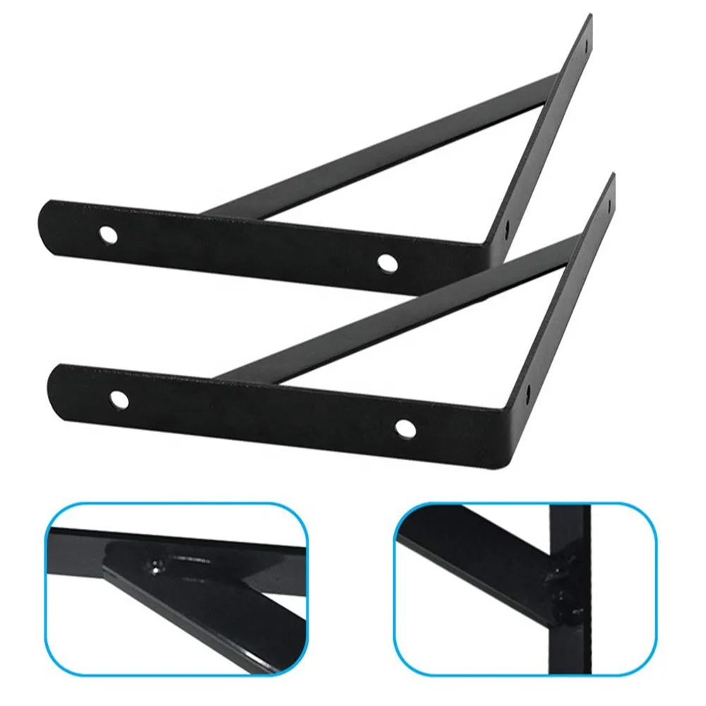 Shelf Bracket 8 Inch Black L Angle Support Heavy Duty Industrial Rustic Floating Decor Cast Iron Steel Wall Shelf Brackets Metal