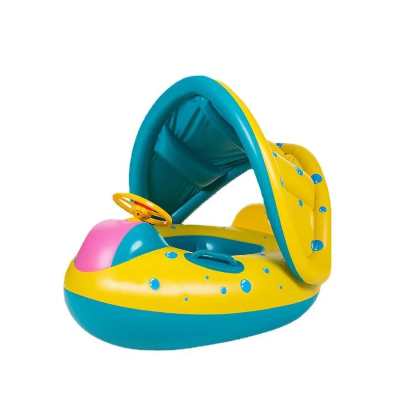 Fashion Outdoor New Upgrade Inflatable Kids Cartoon Swimming Rings Baby Children Swim Ring sun canopy