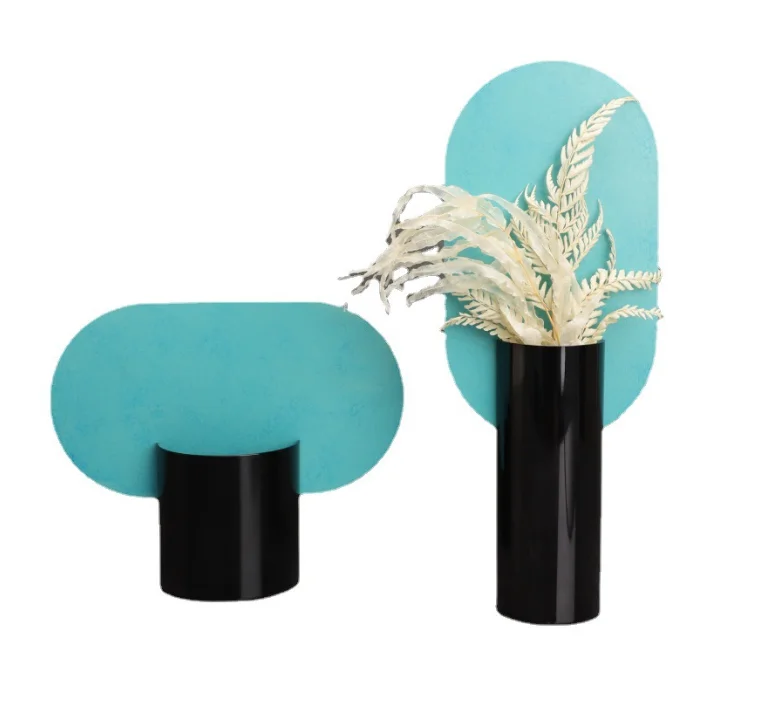 Ins nordic vases Metal Frame geometrical shape Iron Flower bud cylinder Vase Decorative wedding wire flower vase For Home Decor