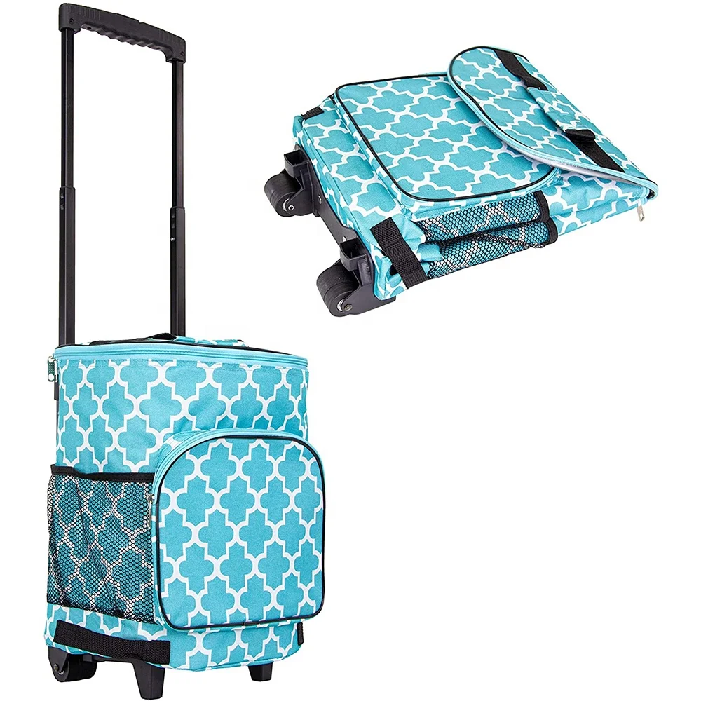 
Outdoor travelling large compartment custom insulated trolley picnic cooler bag with wheels 