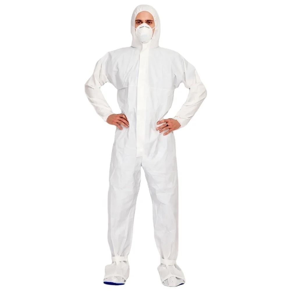 EN 14126 Approved Biological Protective Hooded Disposable With boot cover Medical Use Coveralls
