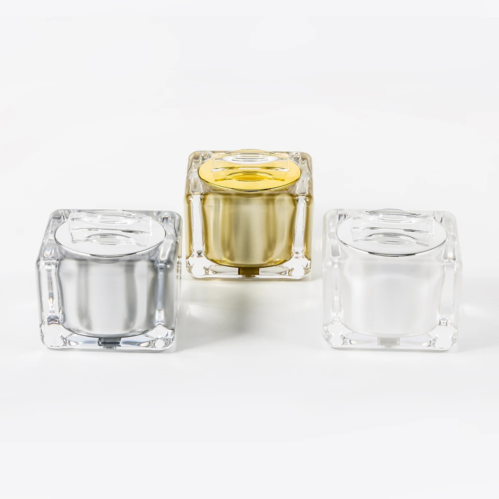 5g 10g 10ml empty luxury acrylic square cosmetics container elegant cream empty plastic jar