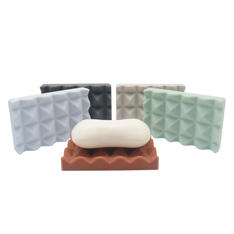 Flexible Draining Silicone Soap Dish Bar Holder Tray For Bathroom Tub Soap Saver